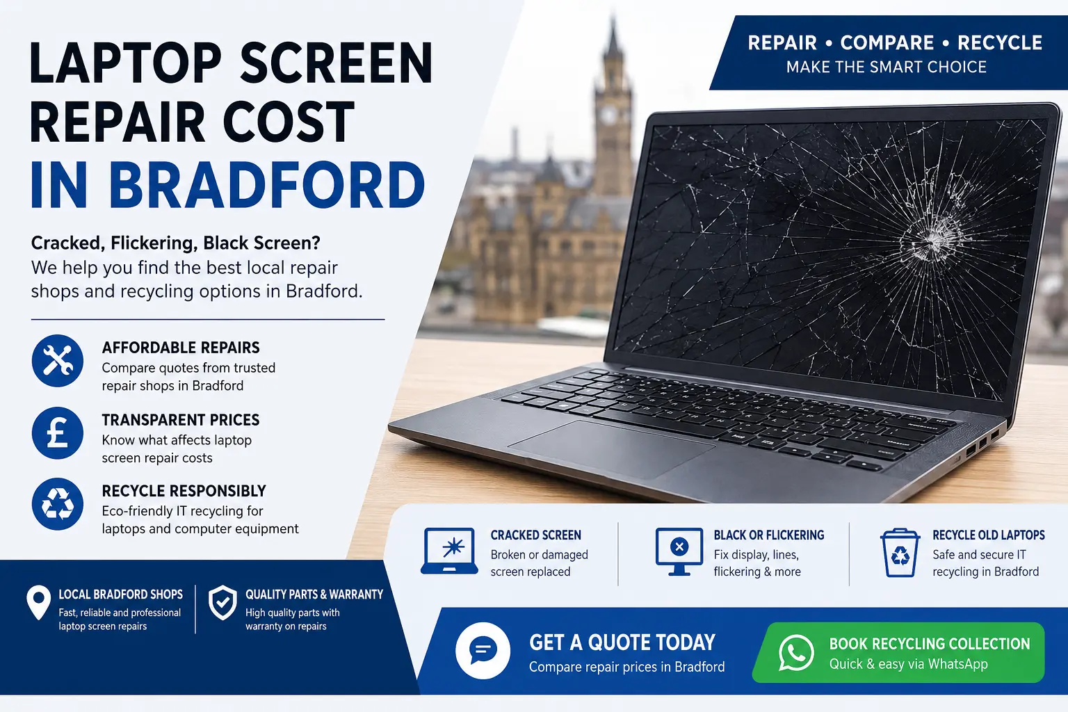 Laptop Screen Repair Cost Bradford | Compare Local Prices