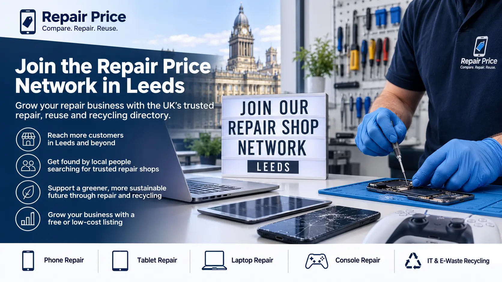 Leeds Phone Repair Shop Signup — RepairPrice.co.uk
