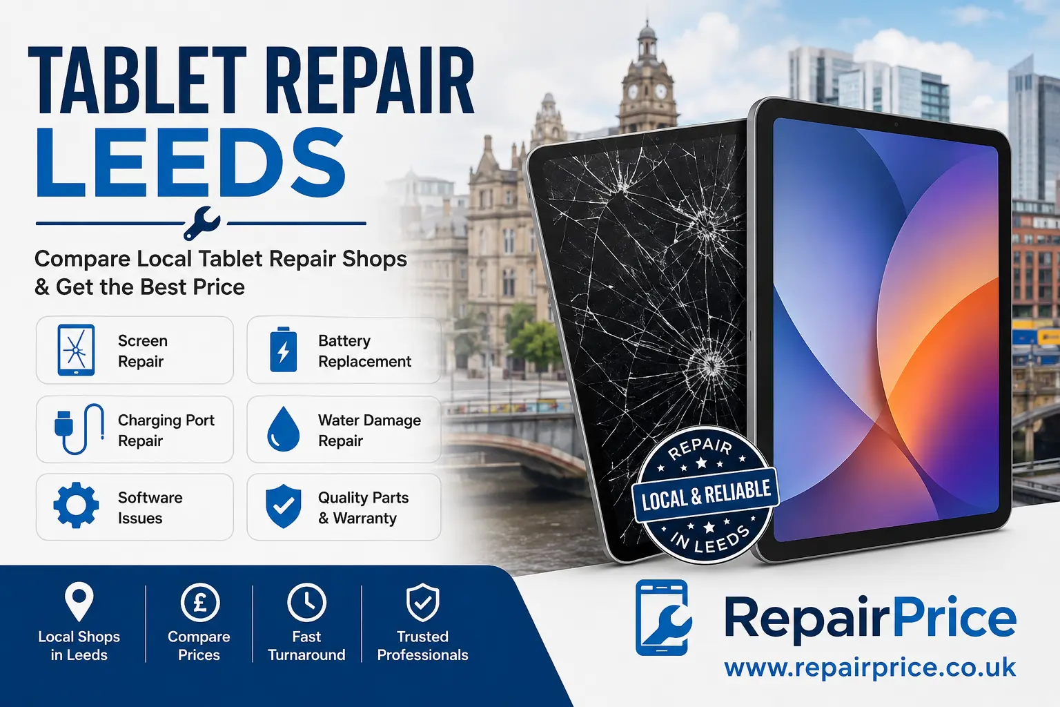Leeds Tablet Battery Replacement — RepairPrice.co.uk