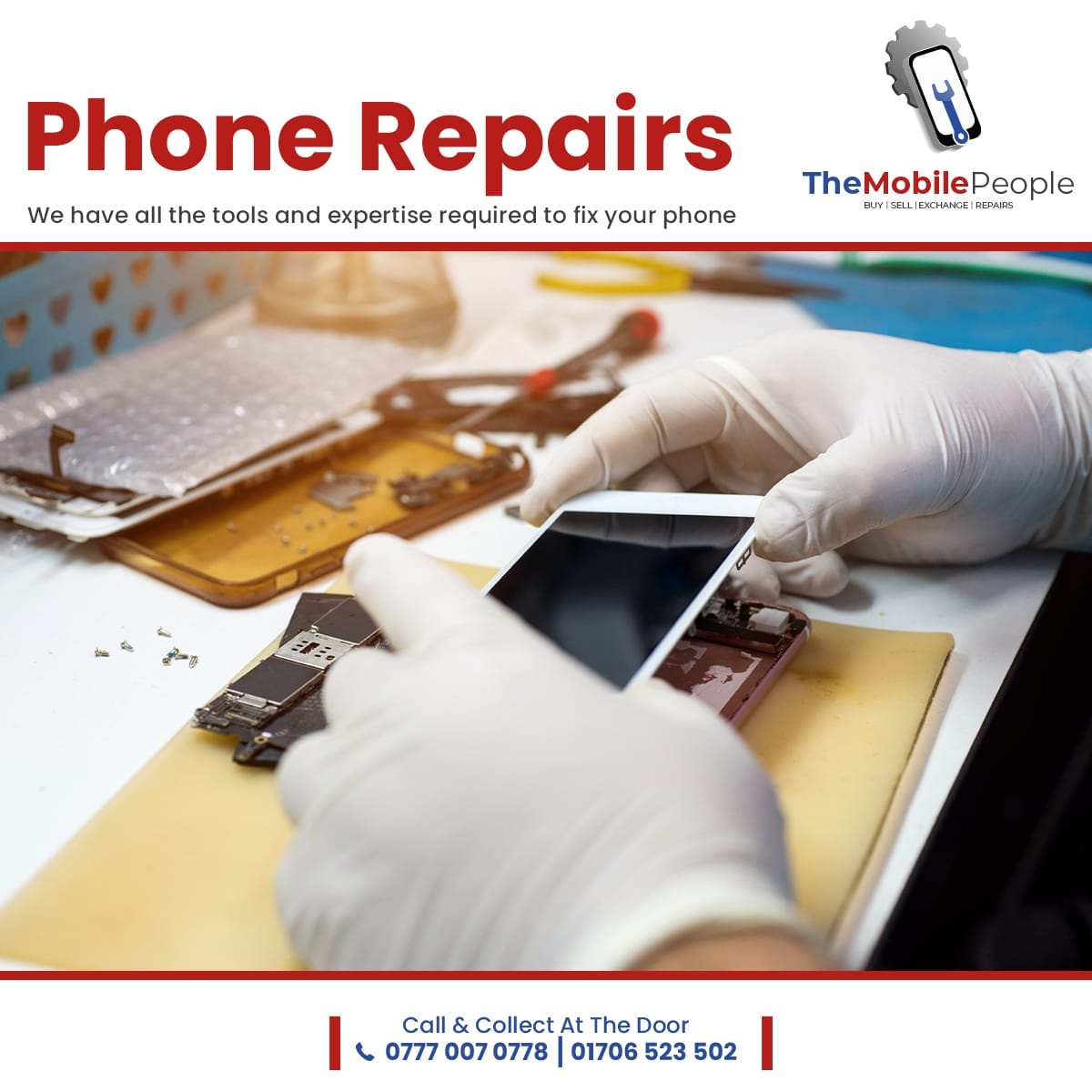 image of a mobile phone being repaired