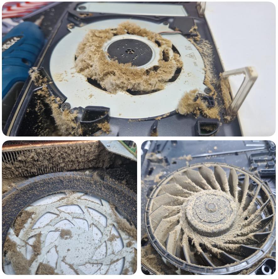 image of a games console being cleaned