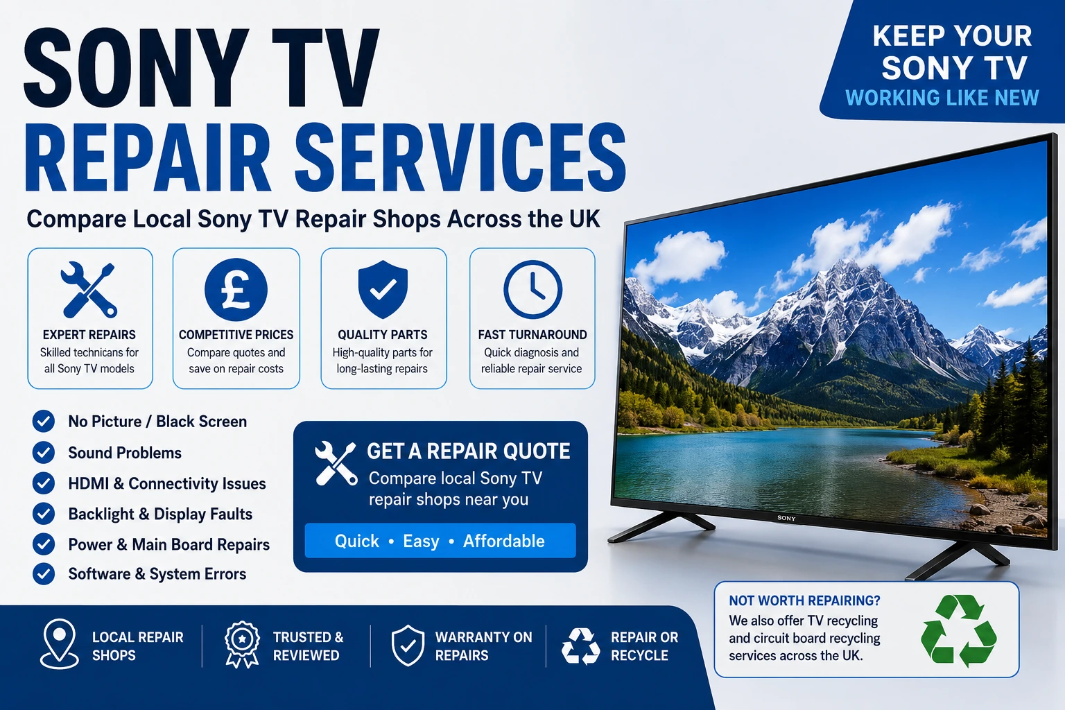 Sony TV Repair UK | Compare Local Sony TV Repair Shops