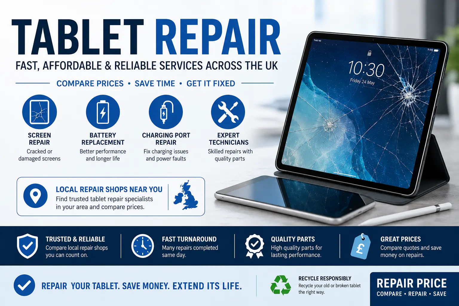 Tablet Repair UK | Compare iPad & Android Tablet Repair Prices